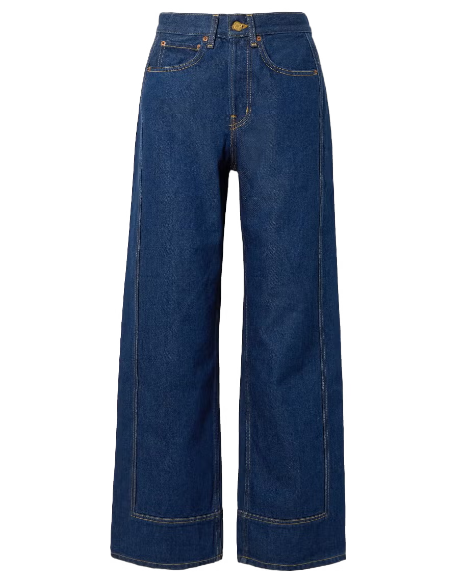 Women's High-Rise Dark Wash Wide Leg Denim Jeans | Premium Cotton Relaxed Fit Jeans | Classic Full-Length Casual Everyday Pants