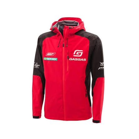 GASGAS Racing Team Softshell Hooded Jacket | Water-Resistant Full-Zip Motorsport Jacket | Windproof Outdoor Performance Jacket | Red & Black
