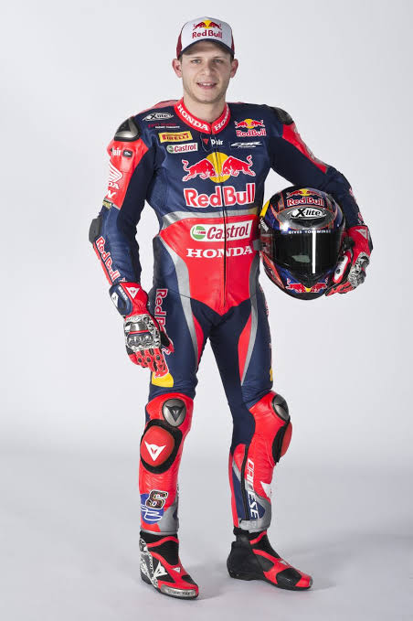Red Bull Honda World Superbike Racing Leather Suit | Professional One-Piece CE Armor Motorcycle Racing Suit | Track & Street Riding Gear | Red, Navy & White