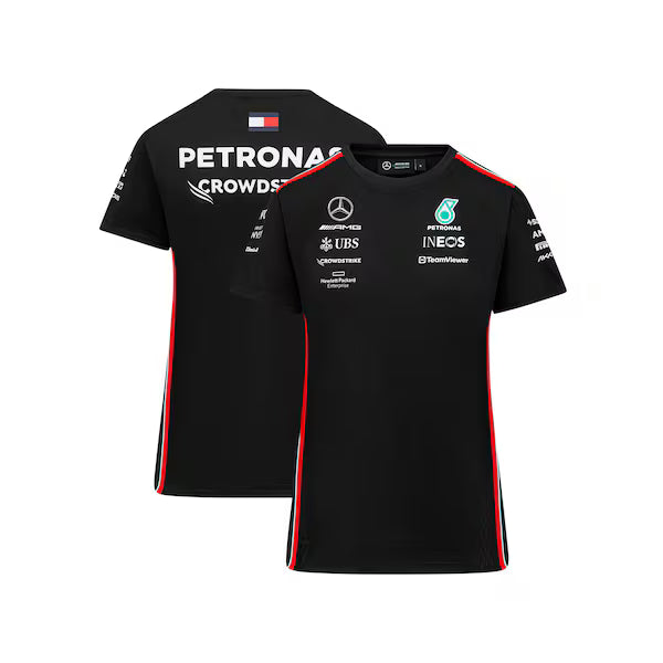 Mercedes-AMG PETRONAS Formula One Team Women's T-Shirt | Black Motorsport Performance Tee | Official Team Short Sleeve Racing Fan Shirt
