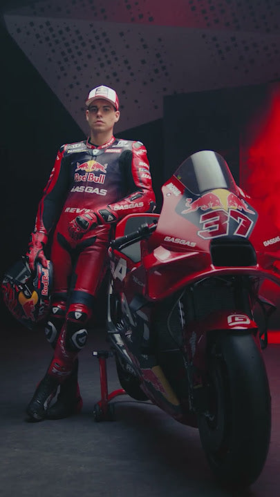 Red Bull GASGAS Factory Racing MotoGP Leather Suit | Professional One-Piece CE Armor Motorcycle Racing Suit | Track & Street Riding Gear | Red, Black & White