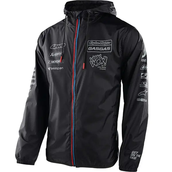 GASGAS Racing Team Windbreaker Jacket | Lightweight Hooded Motorsport Jacket | Water-Resistant Full-Zip Outdoor Jacket | Black