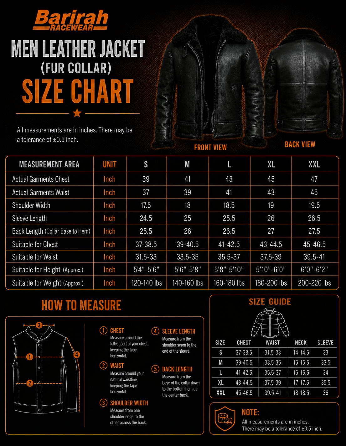 Barirah Racewear Men’s Genuine Leather Motorbike Jacket