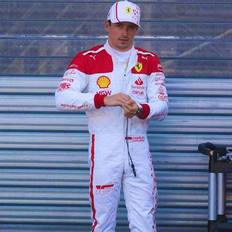 Charles Leclerc Ferrari F1 White Racing Suit – Puma Formula 1 Driver Racewear Replica