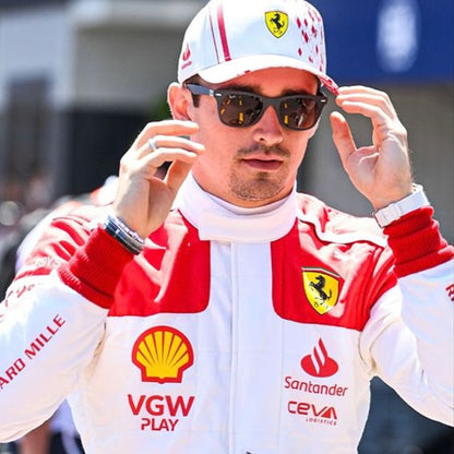 Charles Leclerc Ferrari F1 White Racing Suit – Puma Formula 1 Driver Racewear Replica