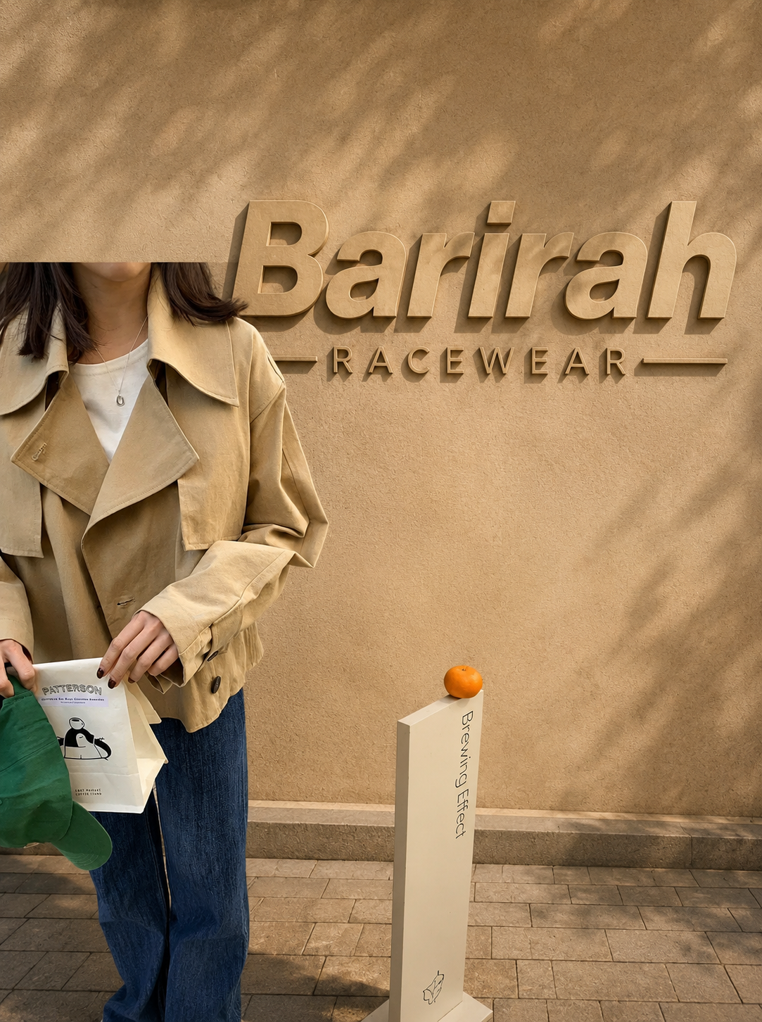 Barirah Racewear Women’s Beige Cropped Trench Jacket – Oversized Casual Lightweight Coat