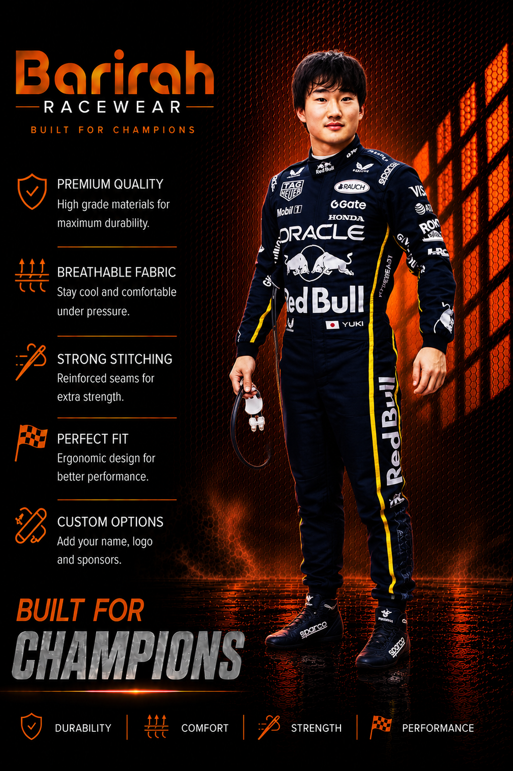 Yuki Tsunoda 2025 Singapore GP F1 Race Suit – Limited Edition