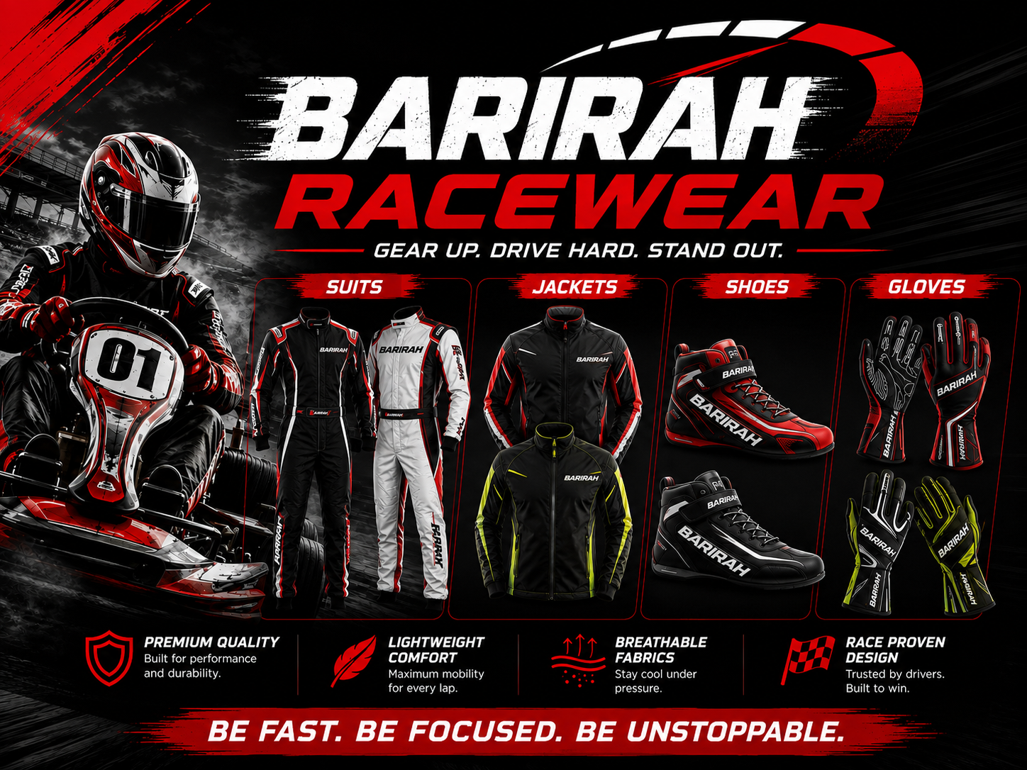 Barirah Racewear Formula1  Go Karting race