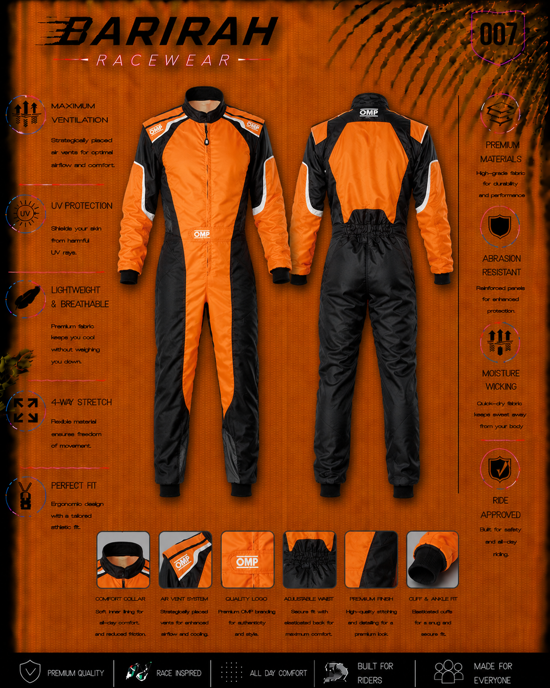OMP Style Go Kart Racing Suit Level 2 Digital Printed Lightweight