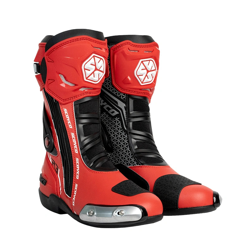 Scoyco Racing Motorcycle Boots - Red/Black