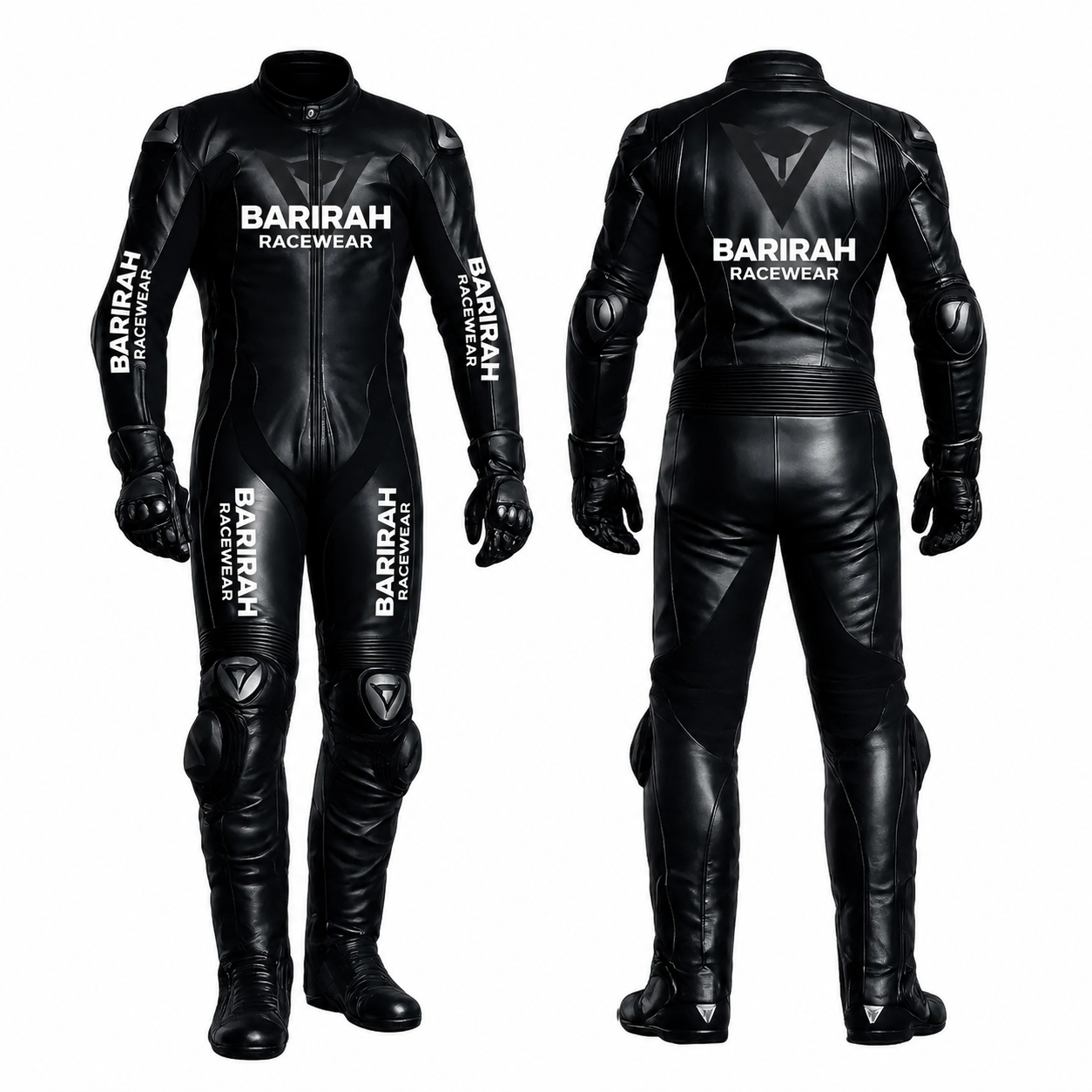 Barirah Racewear Stealth Black One-Piece Motorbike Racing Leather Suit
