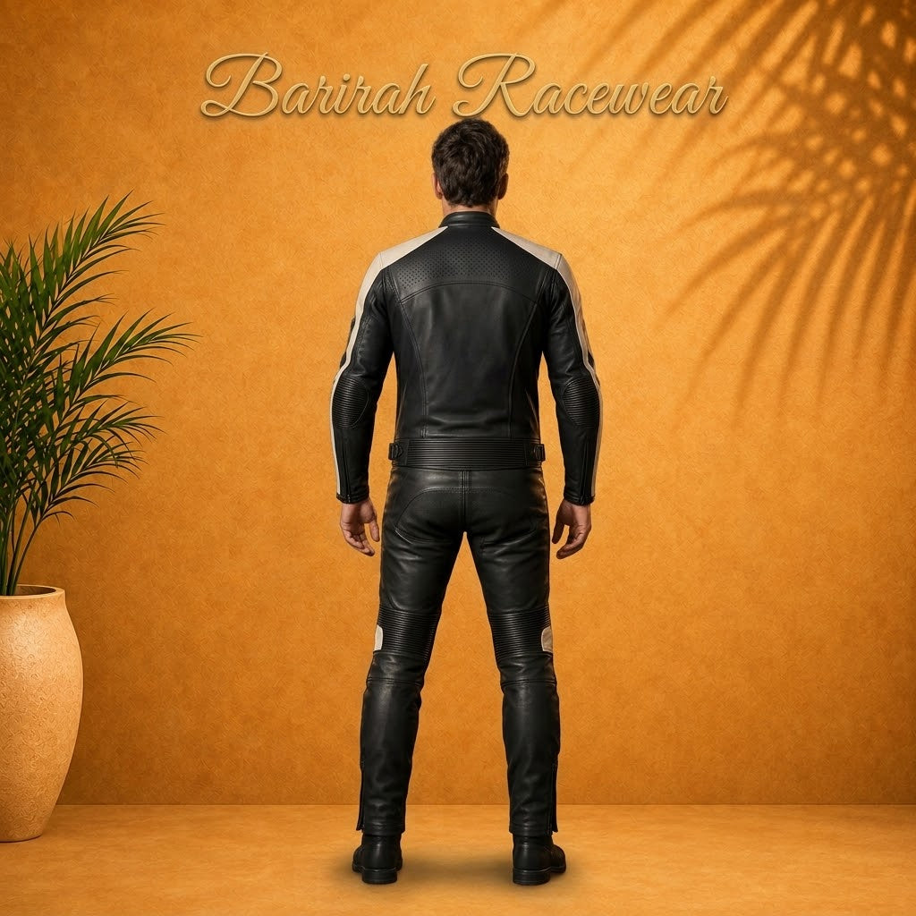Premium Ivory Cowhide Leather Motorcycle Gear Set,
