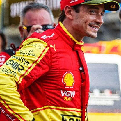 Charles Leclerc Ferrari F1 2025 Red Racing Suit – Puma Formula 1 Driver Replica Racewear