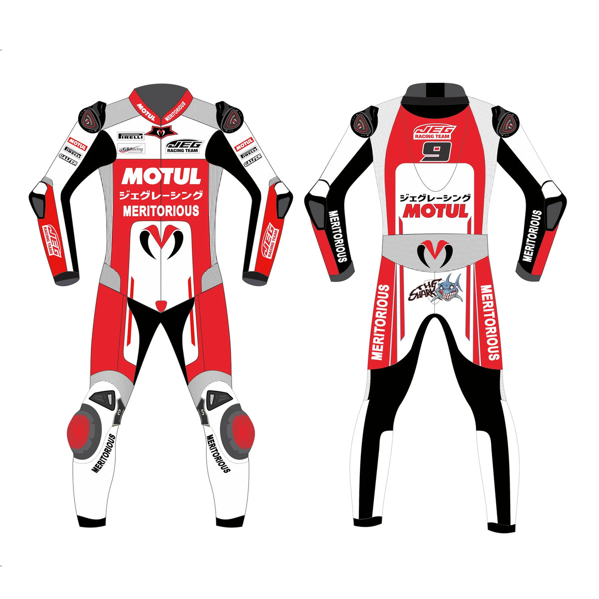 Custom Motorcycle Racing Leather Suit - Black, Red & Grey
