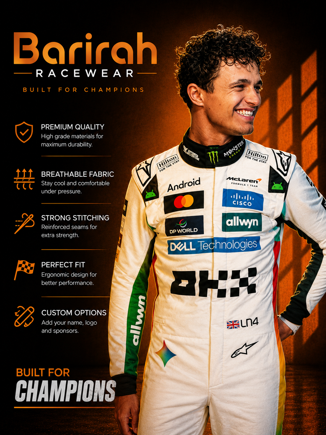 2026 Lando Norris Mclaren Gemini F1 Race Suit