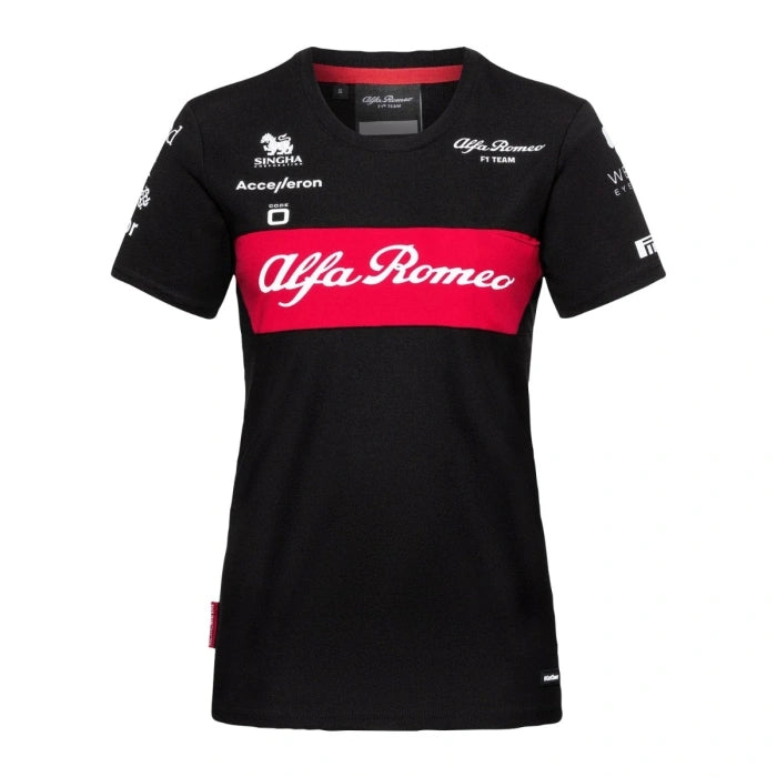 Alfa Romeo F1 Team Women's T-Shirt | Black Motorsport Performance Tee | Official Team Short Sleeve Racing Fan Shirt