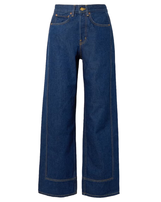Women's High-Rise Dark Wash Wide Leg Denim Jeans | Premium Cotton Relaxed Fit Jeans | Classic Full-Length Casual Everyday Pants