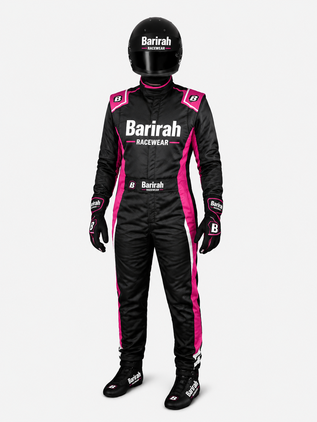 Barirah Racewear Premium Women's Racing Suit – Professional Karting & Motorsport Driving Suit | Lightweight Performance Racing Overall | Black/Pink
