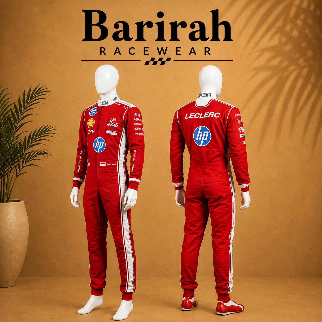 Barirah Racewear Men’s Professional Red Motorsport Racing Suit – Full Body Racing Overall
