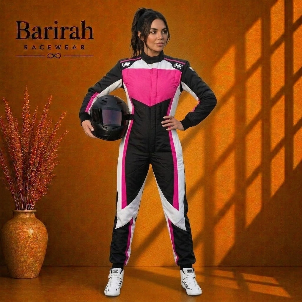 Women’s Pink & Black Go-Kart Racing Suit-Barirah Racewar