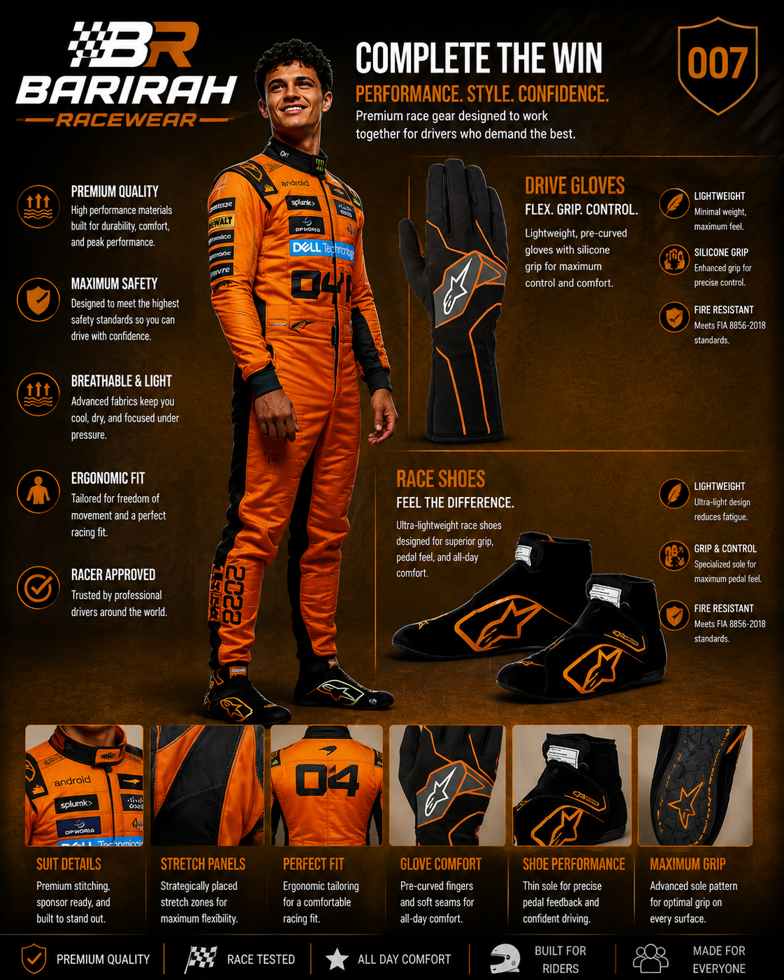 Lando Norris 2026 F1 Race Suit with Shoes & Gloves Kit