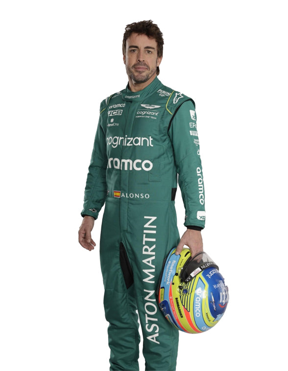2023 Fernando Alonso Aston Martin Aramco Cognizant F1 Team Replica Racing Suit | Formula 1 Driver Suit
