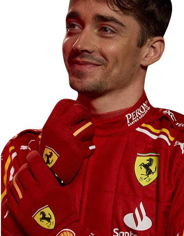 2024 Ferrari Style Racing Suit – Charles Leclerc Inspired Red Motorsport Driver Overall