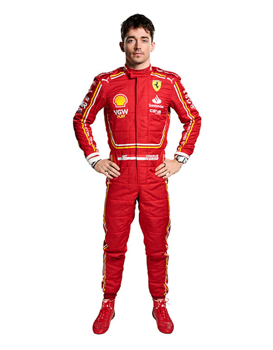 2024 Ferrari Style Racing Suit – Charles Leclerc Inspired Red Motorsport Driver Overall