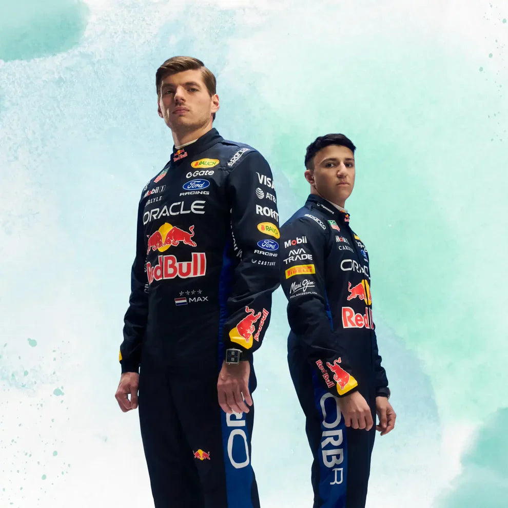 2026 Red Bull F1 replica race suit featuring Max Verstappen and Isack Hadjar