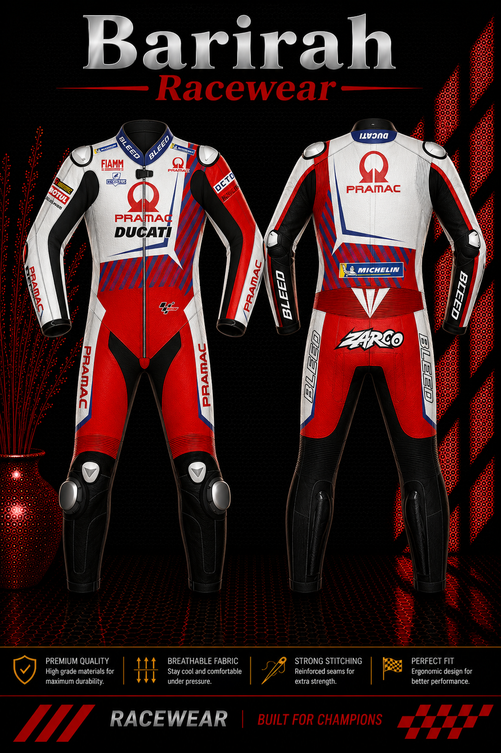 2021 Johann Zarco Pramac Ducati MotoGP Leather Race Suit