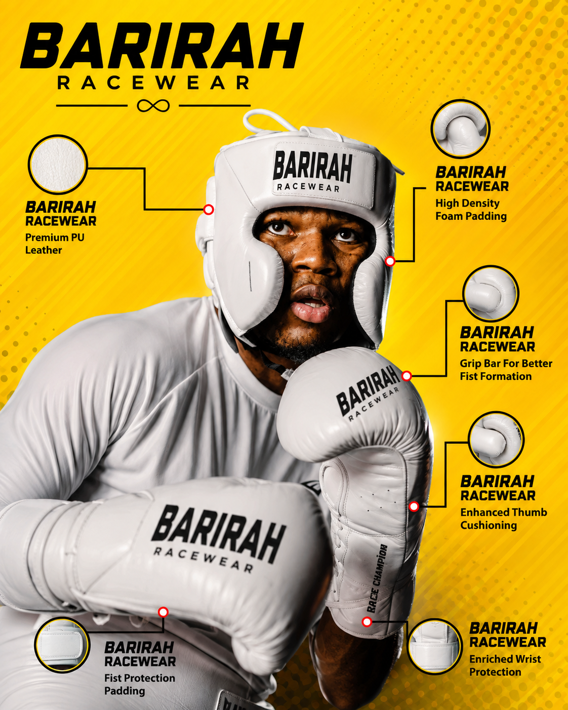 Boxing Set Gloves + Head Guard Attack-Barirah Racewear