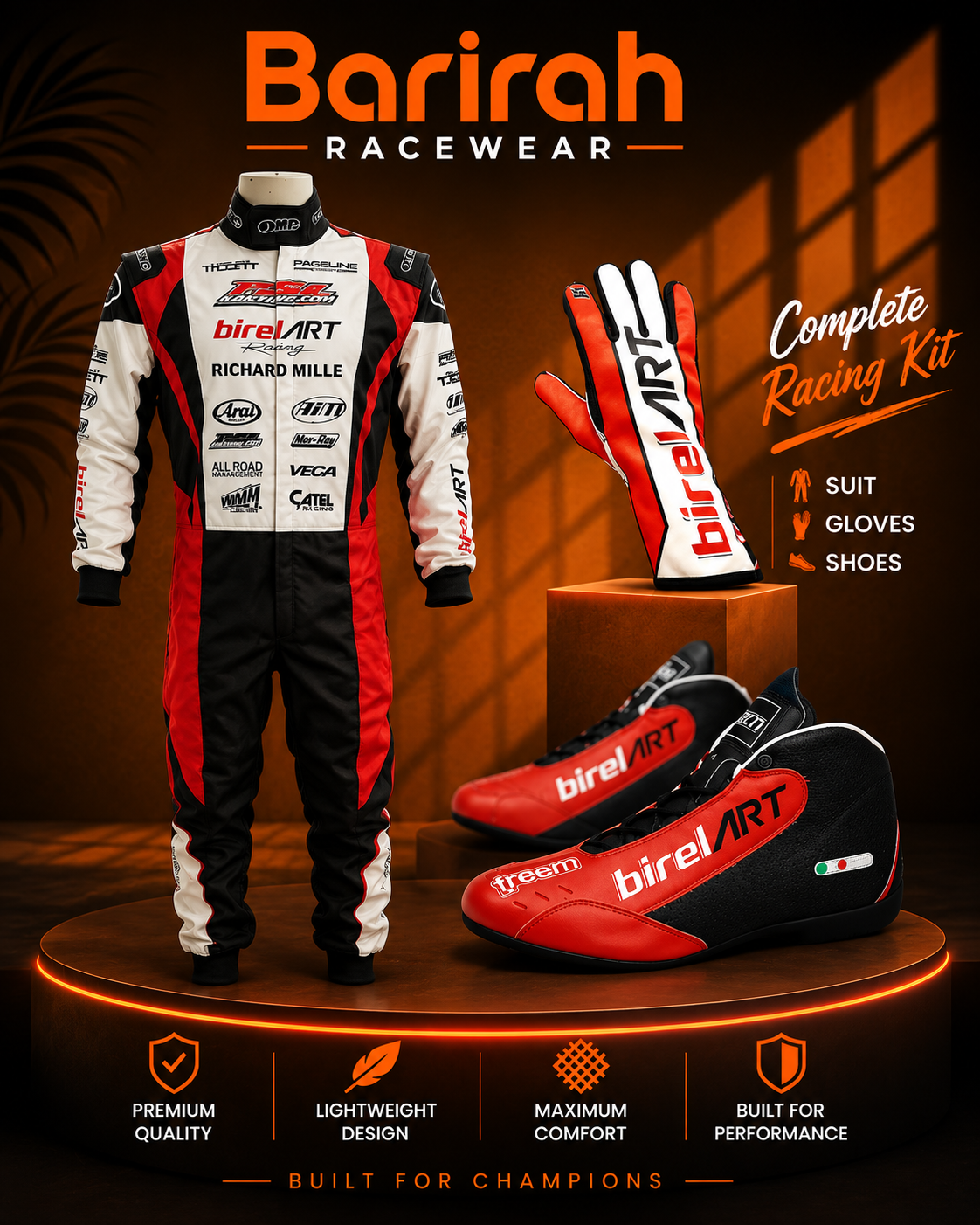 PSL Birel ART Go Kart Race Suit, Shoes & Gloves