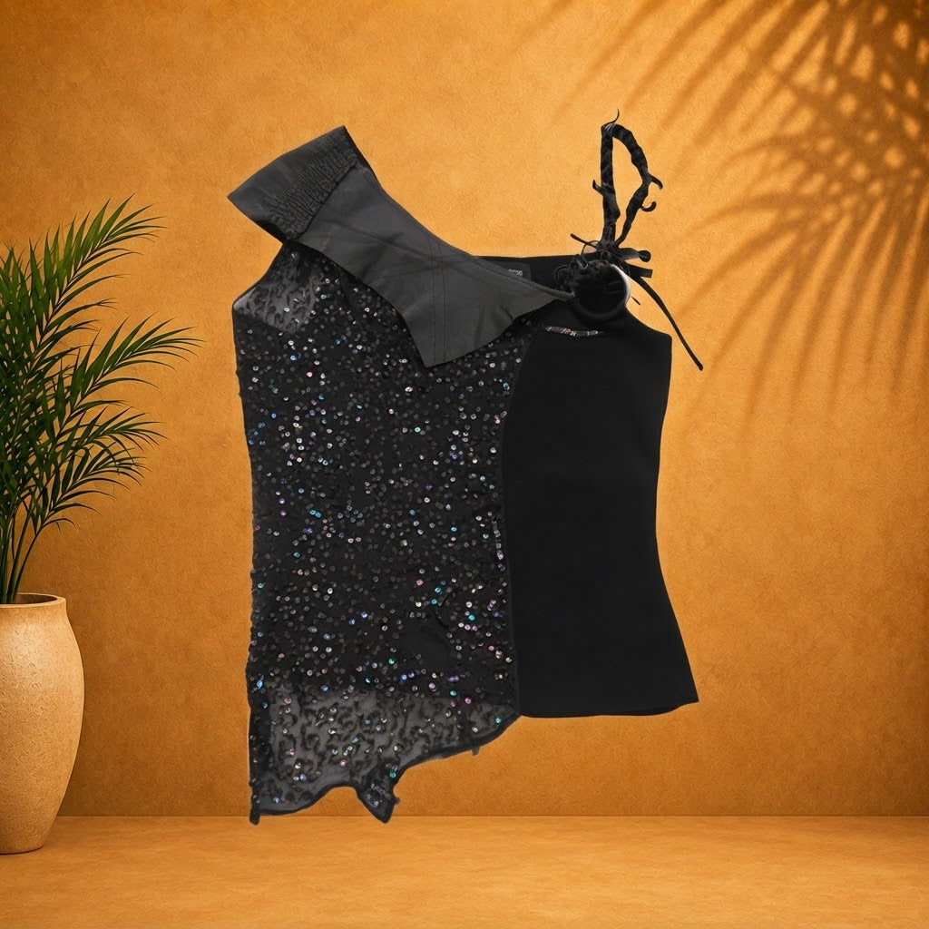 Elegant Asymmetrical Sequin Top