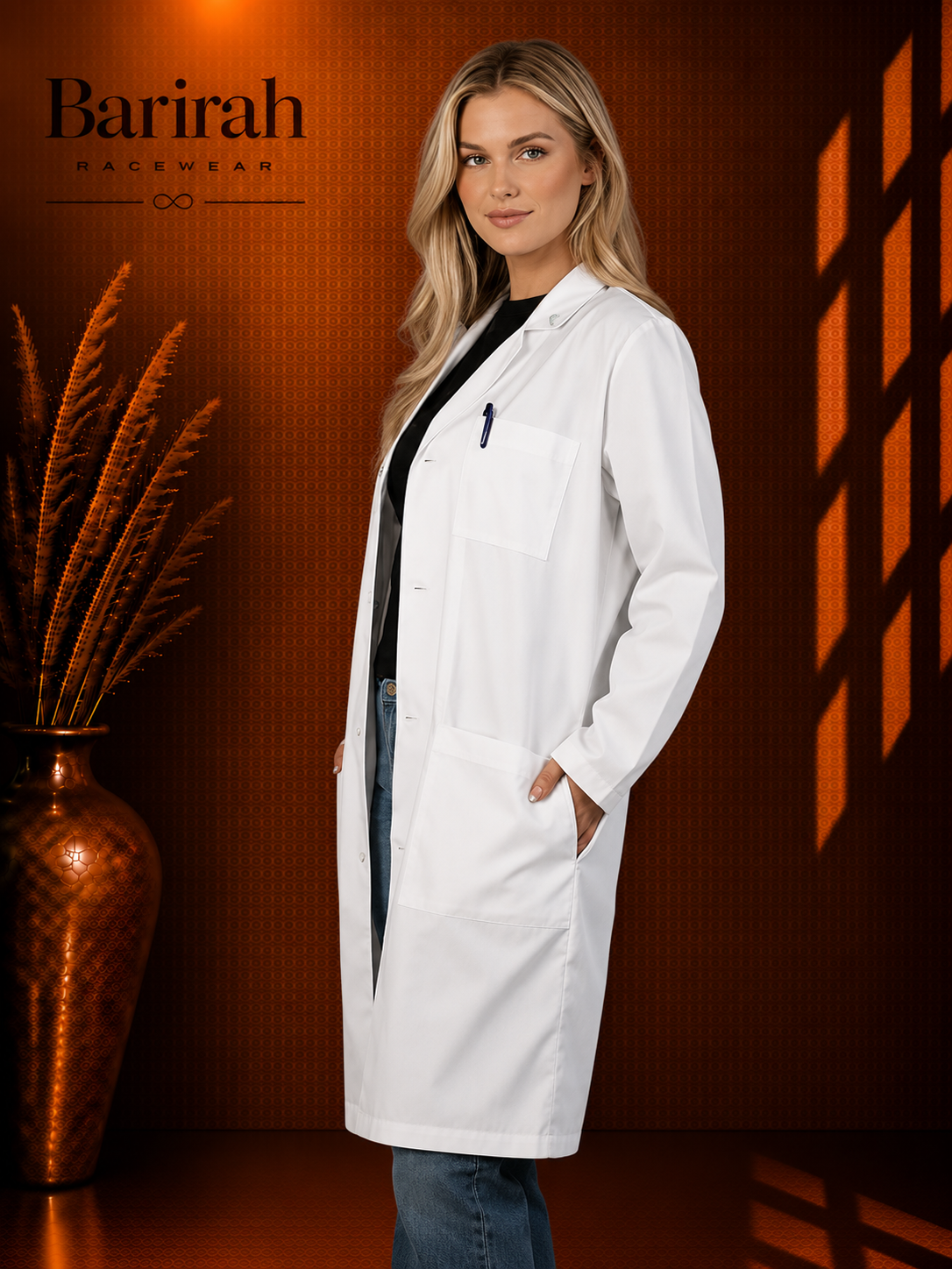 Heedfit Unisex 40 Inches Classic 3 Pockets Long Lab Coat
