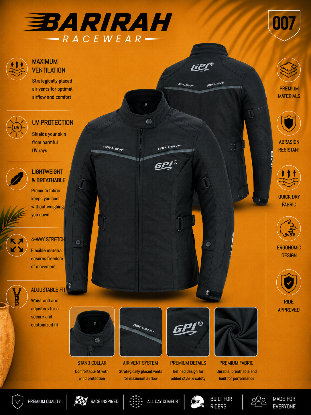 Women’s All-Season Premium Wind & Waterproof - Full Black
