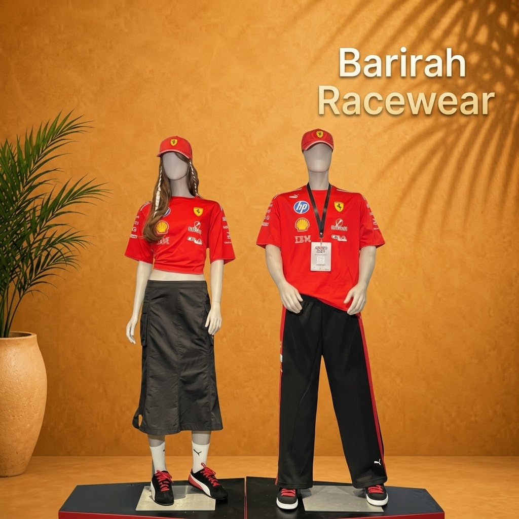 Women’s & Men’s Ferrari F1–Inspired Racing Trouser, T-Shirt & Cap | Barirah Racewear