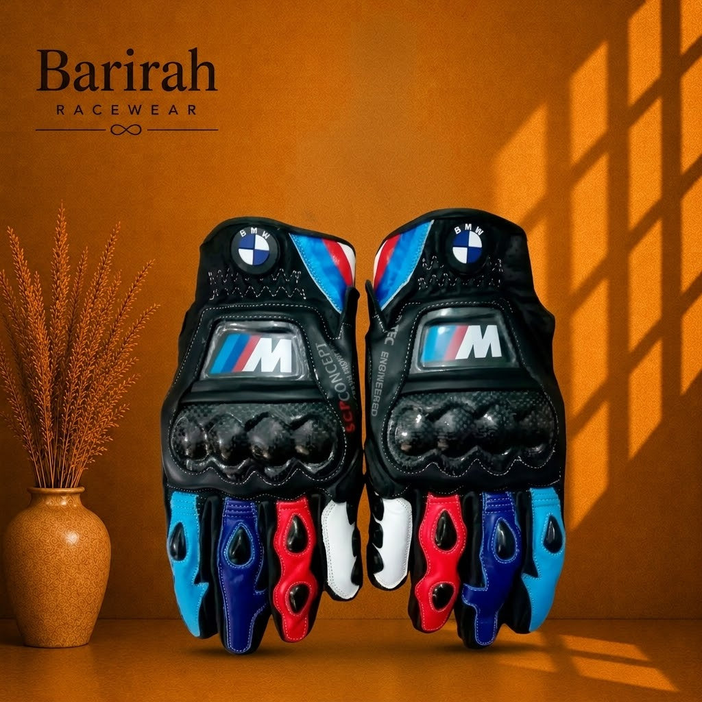 BMW M MotoGP Motorbike Racing Leather Gloves | Barirah Racewear