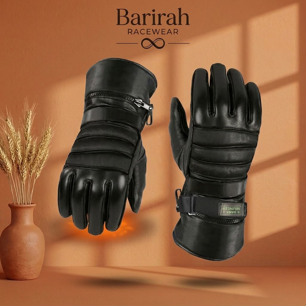 Men’s Leather Gauntlet Motorcycle Gloves | Barirah Racewear
