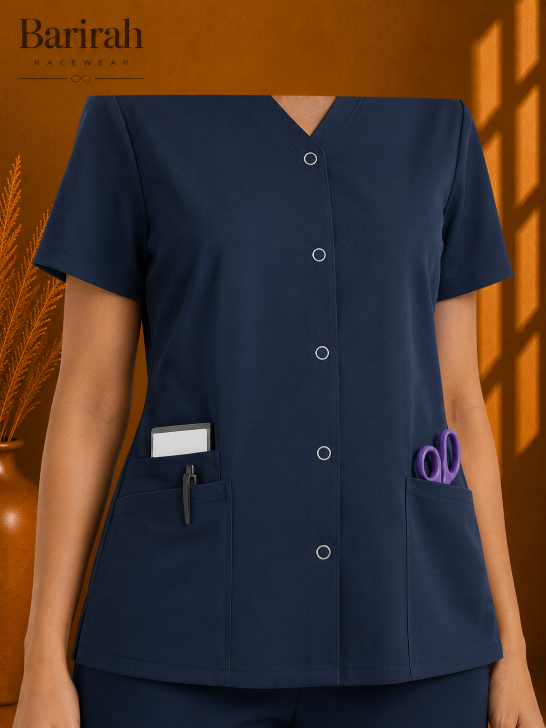 HeedFit Women's Snap Front V-Neck Scrub Top