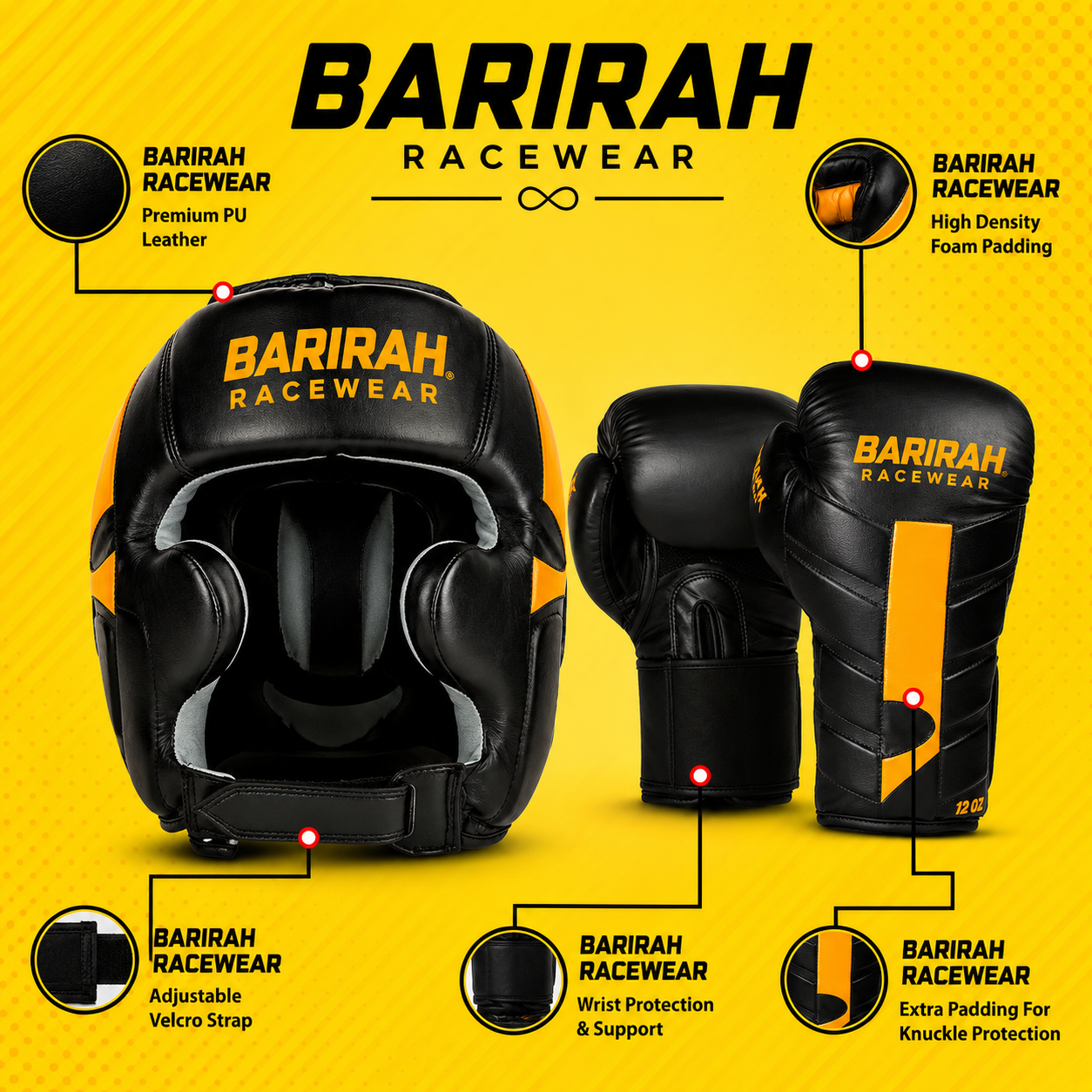 Boxing Set Gloves + Head Guard Attack – Barirah Racewear