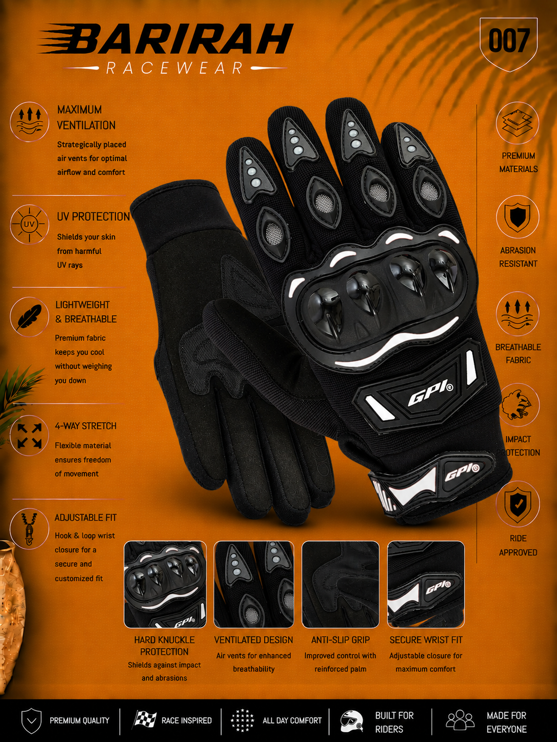 Premium Motorcycle White Gloves - Superior Comfort, Grip &