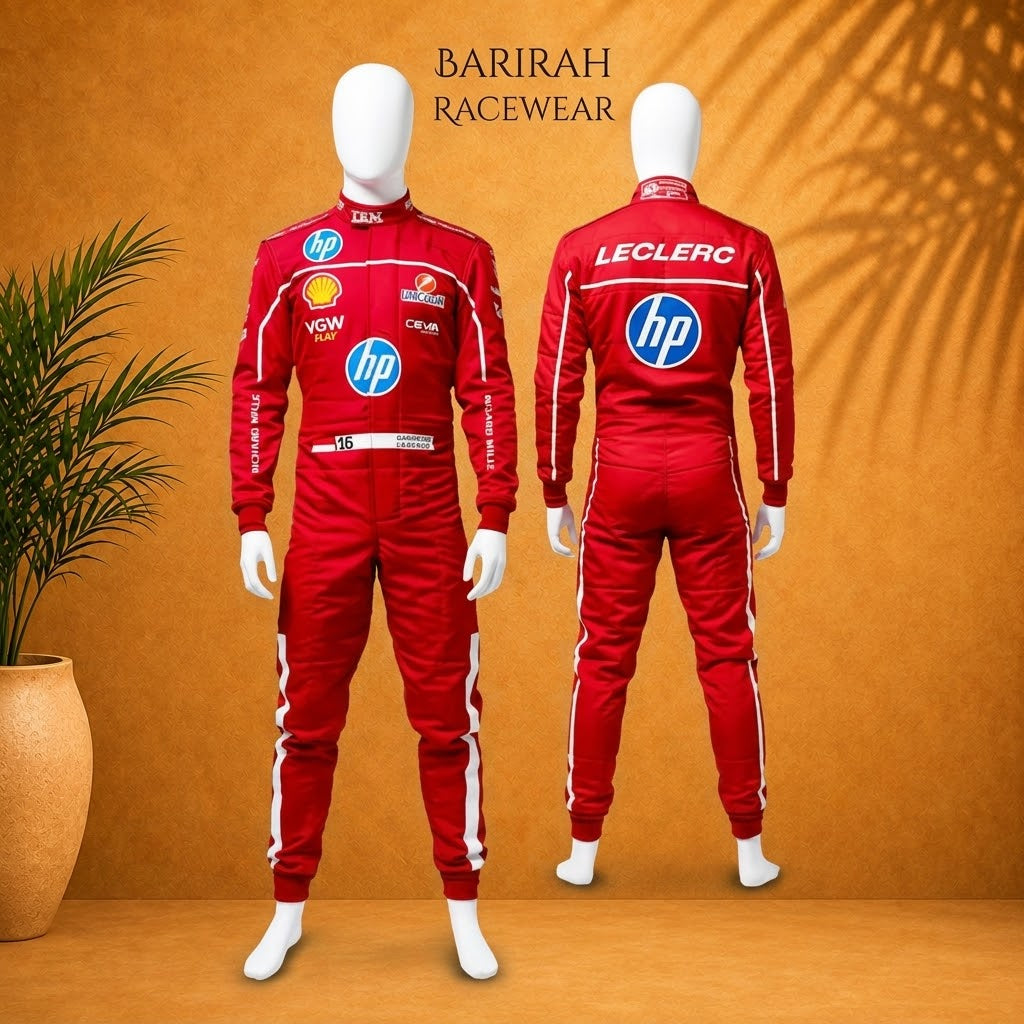 Custom red F1-inspired karting suit