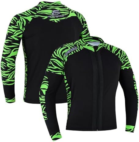 GPIMOTO Armored Mesh Motorcycle Riding Shirt | CE Armor Ready Protective Base Layer Jacket | Breathable Full-Zip Riding Gear | Black & Green