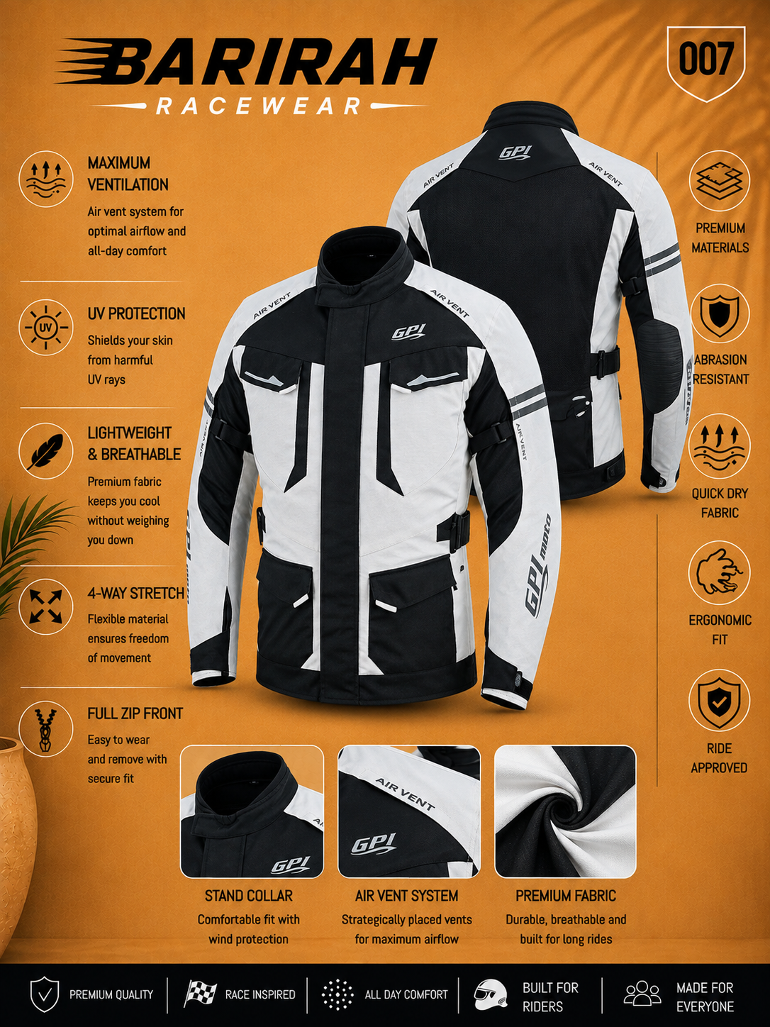 Men’s All-Season 7 Pockets Waterproof Premium - Beach/Black