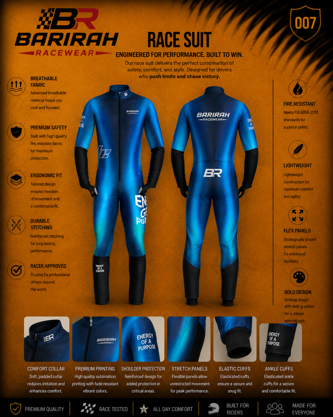 Ski Race Suit ENERGIAPURA Aurora Blue Junior