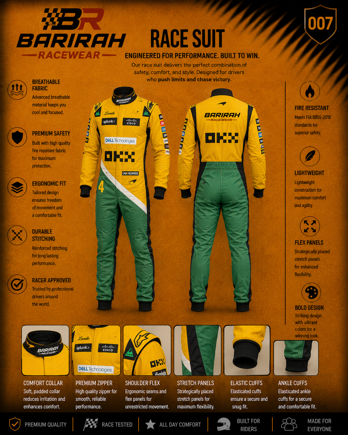2024 Lando Norris Monaco GP F1 Race Suit McLaren Formula 1