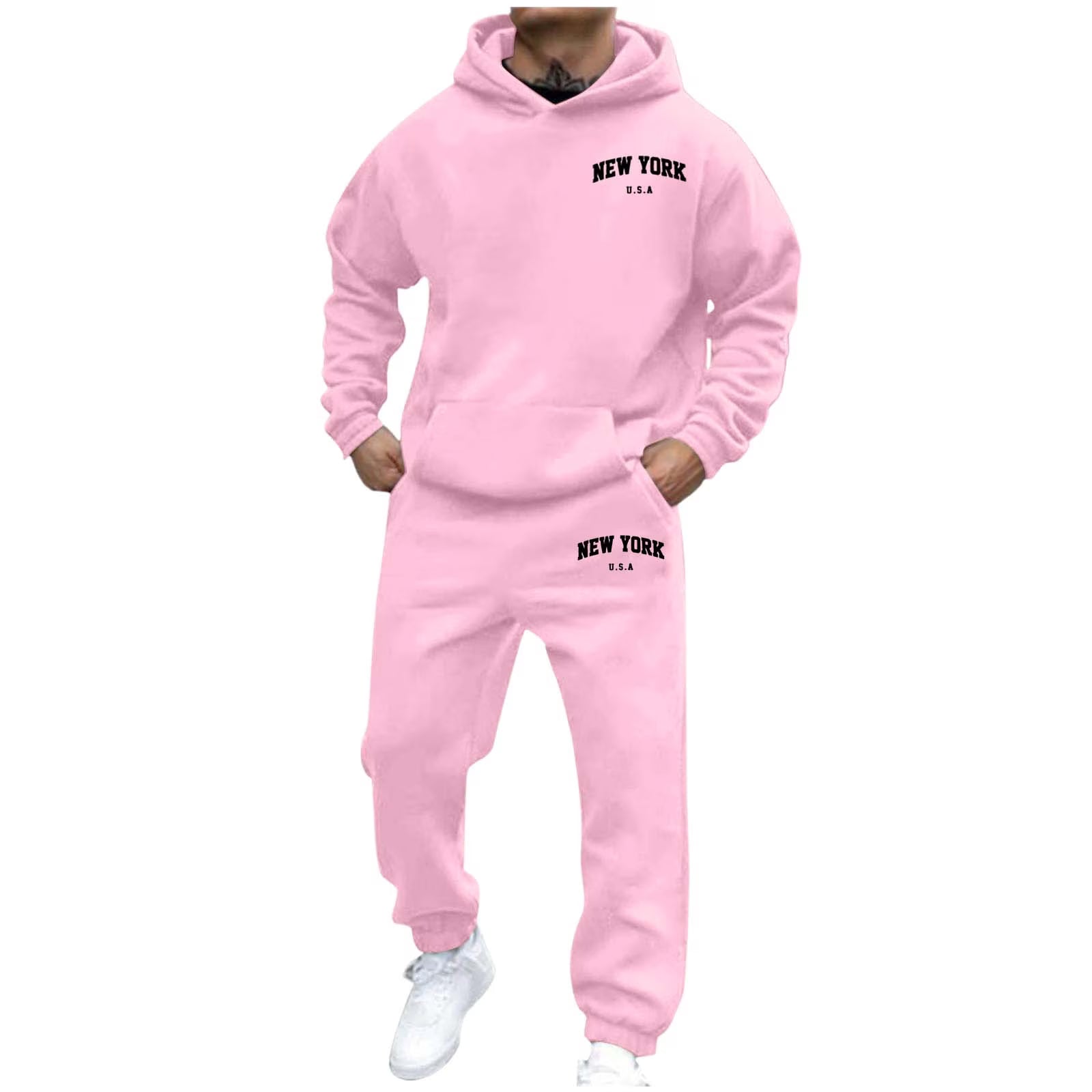 Barirah Racewear Unisex Fleece Hoodie & Jogger Tracksuit Set | Premium Pullover Hoodie with Sweatpants | Casual Streetwear Lounge Set | Pink