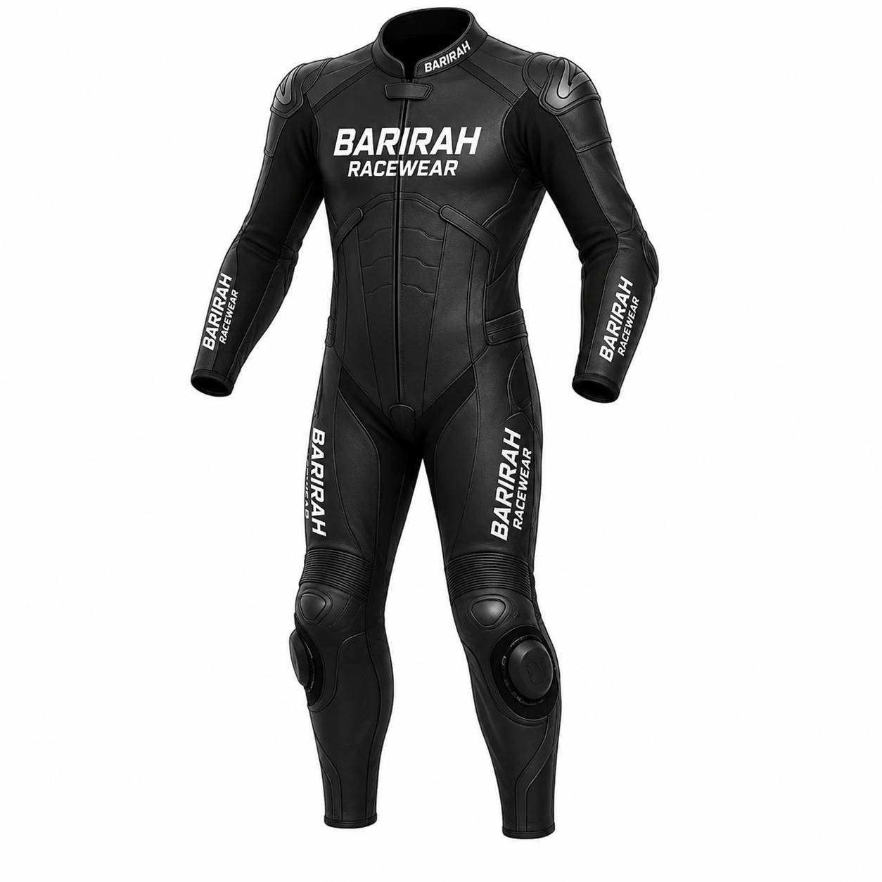 Barirah Racewear Stealth Black One-Piece Motorcycle Racing Leather Suit