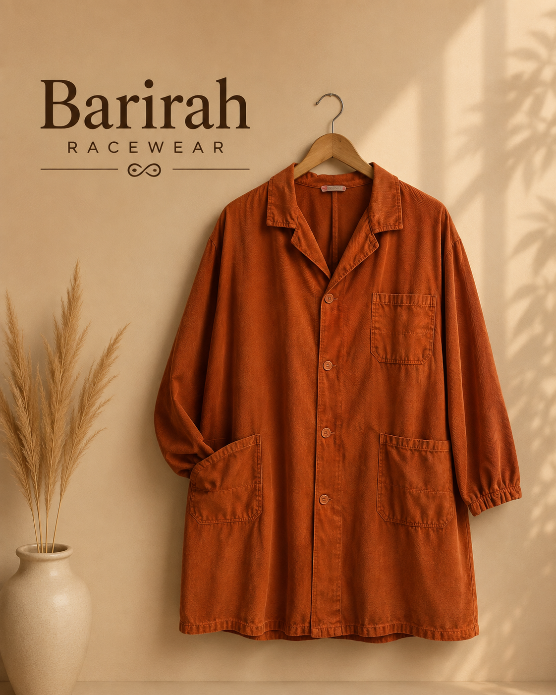 Barirah Racewear Relaxed Workwear Chore Coat – Burnt Orange