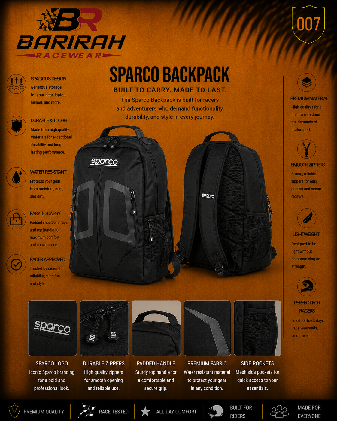 Sparco Helmet Bag Premium Protective Storage for GoKartRacing Helmets & Gear